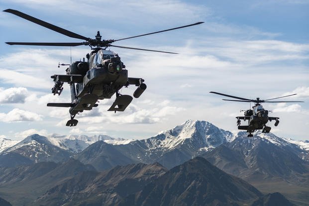 AH-64D Apache Longbow attack helicopters from the 1st Attack Battalion, 25th Aviation Regiment