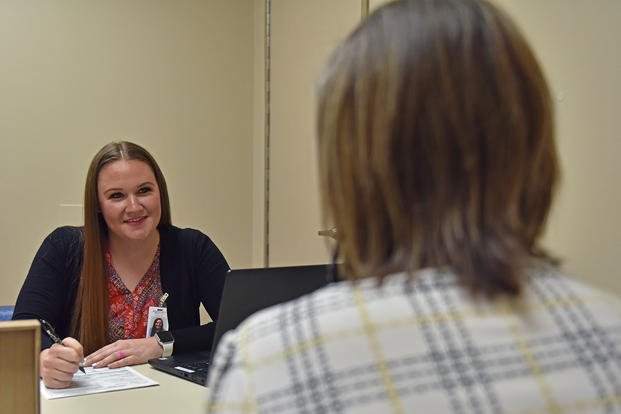 Social worker Christyn Mundy practices performing a mental health evaluation in San Angelo, Texas.