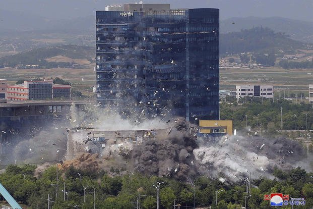 demolition of an inter-Korean liaison office building in Kaesong, North Korea
