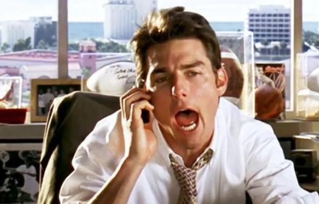 Tom Cruise, as the title character in 'Jerry Maguire,' utters his most famous line from that 1996 movie: 'Show me the money!' 