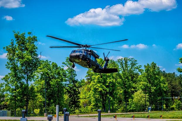 CASEVAC unit conducts training exercise at the Belvoir Hospital Helipad May 9, 2018.