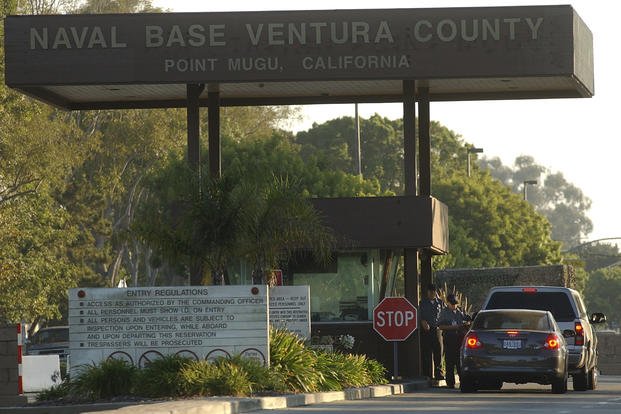 Cars enter Naval Base Ventura County