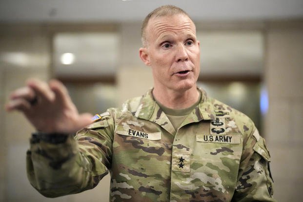 Maj. Gen. Marcus Evans, Commanding General of the U.S. Army's 25th Infantry Division, gestures