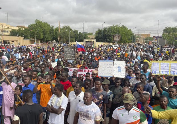 Supporters of Niger's ruling junta gather for a protest