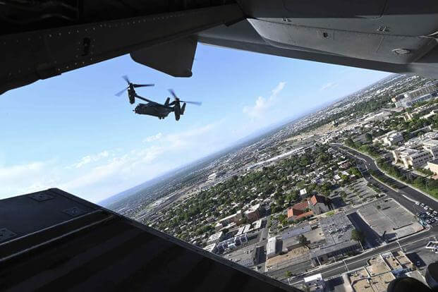 CV-22 flyover of the Albuquerque Isotopes baseball game