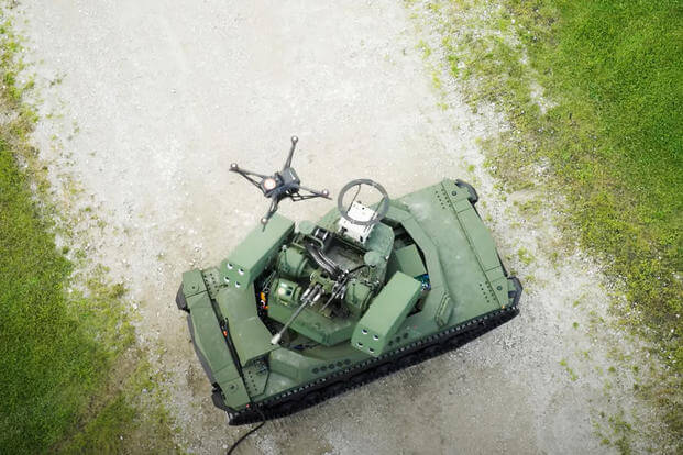 That’s right, this unmanned combat vehicle could deploy unmanned aircraft anywhere on the battlefield. 