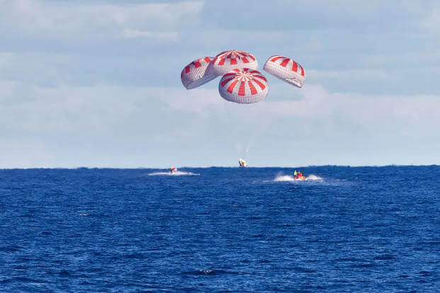 The SpaceX Crew Dragon Endurance safely splashes down to conclude the Crew-7 mission