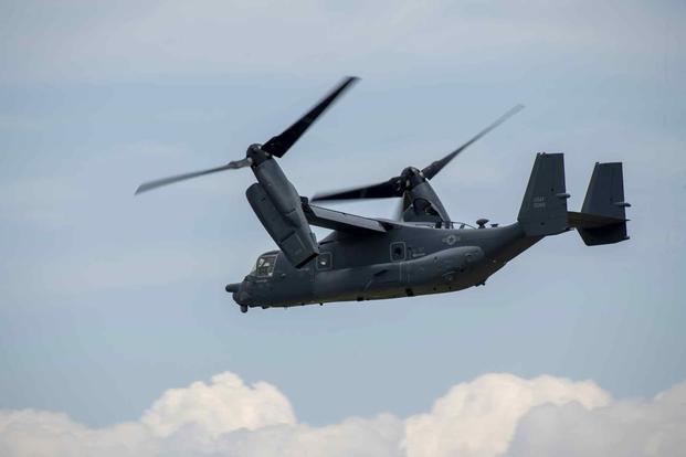 U.S. Air Force CV-22B Osprey over Yokota Air Base