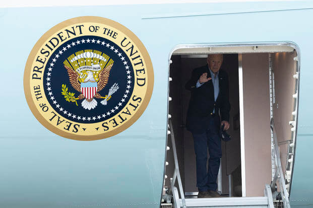 President Joe Biden boards Air Force One 