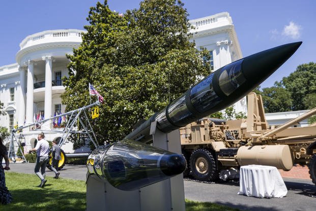 A Terminal High Altitude Area Defense (THAAD) anti-ballistic missile defense system