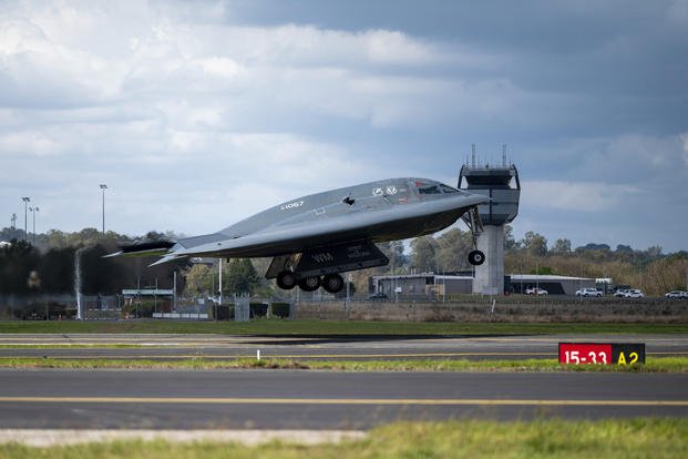 U.S. Air Force B-2 Spirit stealth bomber takes off from a Royal Australian Air Force base in Amberley, Australia