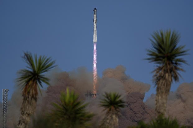 SpaceX's mega rocket Starship lifts off for a test flight from Starbase in Boca Chica