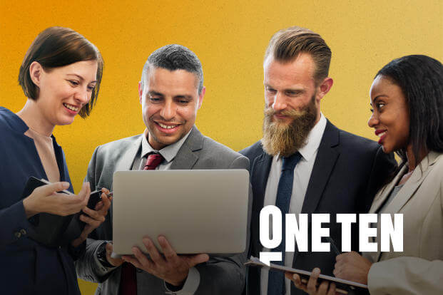 OneTen employees with laptop