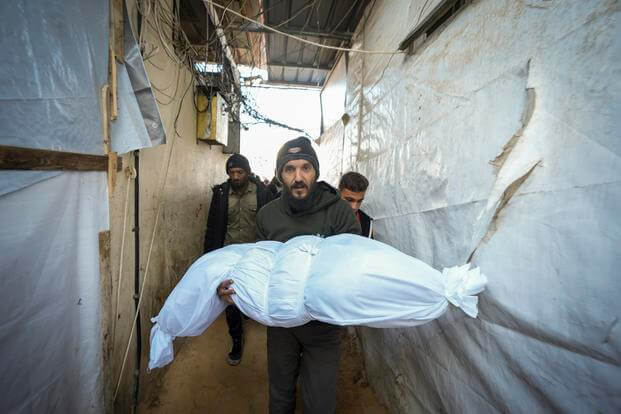 The body of a victim of an Israeli army strike.