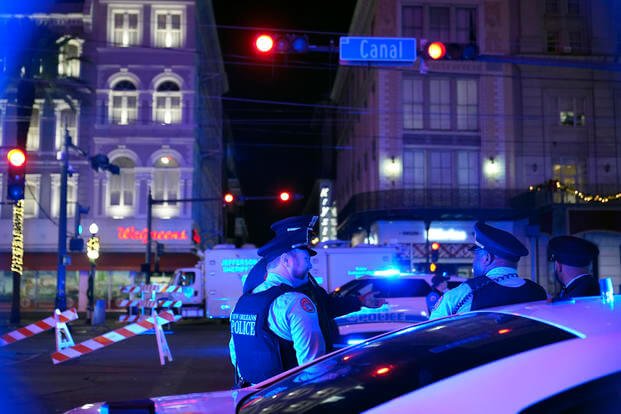 Scene where a vehicle drove into a crowd in New Orleans