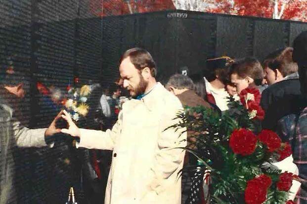 Former PFC Kenneth David at Vietnam Veterans Memorial