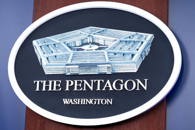 FILE - The Department of Defense logo is seen on the wall in the Press Briefing room at the Pentagon, Oct. 29, 2024, in Washington. (AP Photo/Kevin Wolf, File) The Department of Defense logo is seen on the wall in the Press Briefing room at the Pentagon