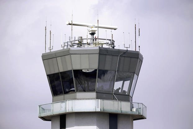 The air traffic control tower stands at Chicago's Midway International Airport.