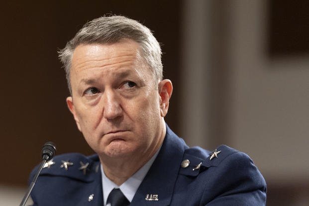 Lt. Gen. John Caine (Retired), testifies during a Senate Armed Services Committee hearing to examine his nomination to be promoted to general and Chairman of the Joint Chiefs of Staff, Department of Defense