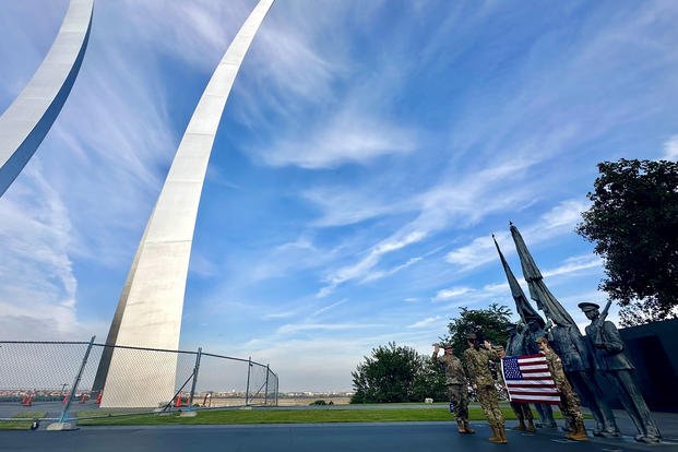 Jamie’s last reenlistment ceremony at the Air Force Memorial in Washington, D.C. 