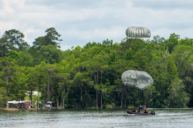 Soldiers from the 6th Ranger Training Battalion, at Camp Rudder, Florida