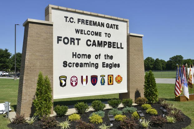 The T.C. Freeman Gate sign near the entrance of Gate 4 on Fort Campbell, Ky., June 28, 2016.