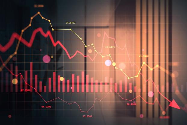 Ominous dark coloring in an illustration of a downward chart suggests a negative trend.