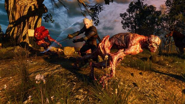Slashing enemies in The Witcher 3 Wild Hunt