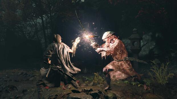 Musashi clashes swords against another sword-wielding enemy - Onimusha Way Of The Sword