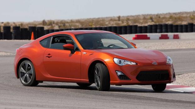 2013 Scion FR-S Orange Front Angled View Track Drifting