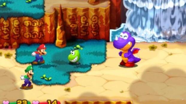 Fighting a battle in Mario & Luigi Superstar Saga Bowser's Minions (2017)