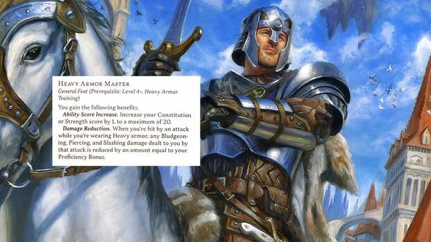 Dungeons & Dragons Heavy Armor Master Feat | Image from Knight Token card of Magic the Gathering