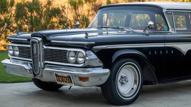 Front-quarter shot of a 1959 Edsel Villager