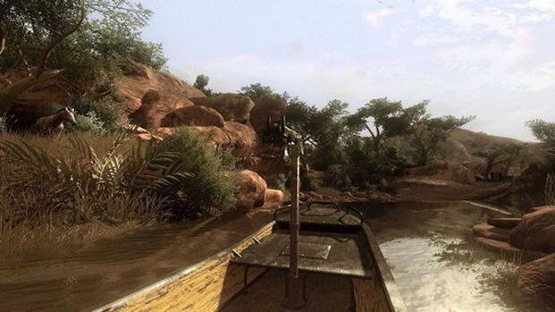 Driving a boat in Far Cry 2 (2008)