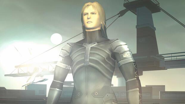 Raiden standing in front of the sun
