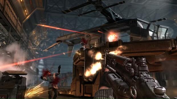 Shooting enemies in Wolfenstein The New Order