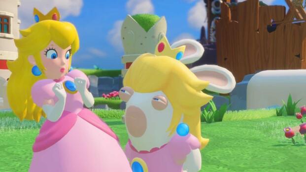 Peach and Rabbid Peach in Mario + Rabbids Kingdom Battle (2017)