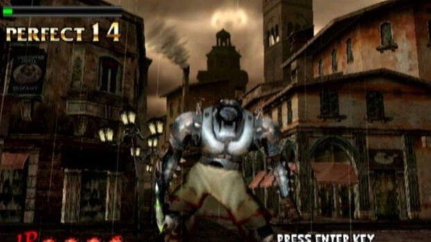 Facing a zombie boss in The Typing Of The Dead (Dreamcast)