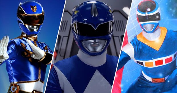Blue Megaforce Ranger, Blue Power Ranger, and Blue Ranger in Space