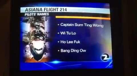 Asiana Flight 214 Pilot Names Prank 