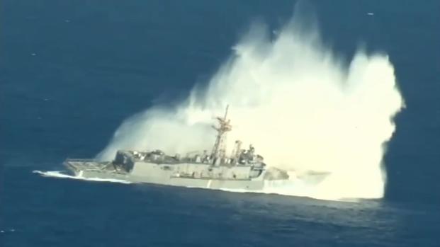 Watch Tough Old Warship Takes Bombardment During Sinking
