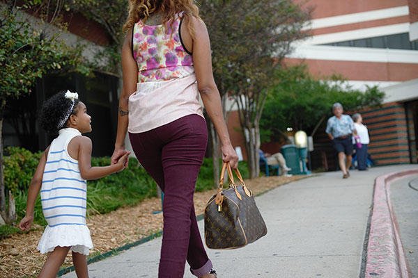 Mother and child on campus