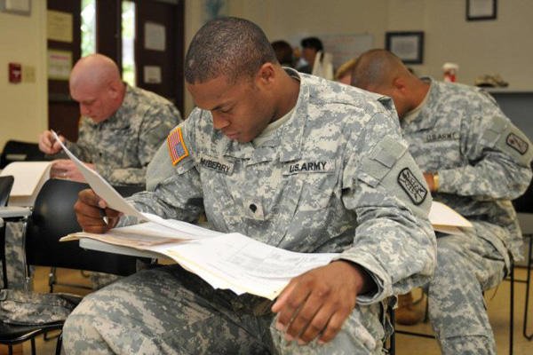 Soldier hunching during a test.