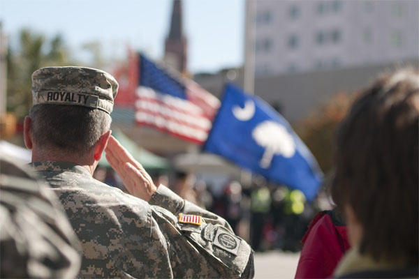 Soldier salutes on Veterans Day