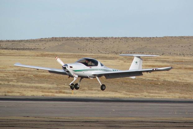 FILE – A pilot lands a Diamond DA-20 trainer aircraft on the flightline of Pueblo Memorial Airport in Pueblo, Colo., Thursday, Dec. 14. (Air Force photo by Tech Sgt Mike Hammond)