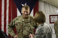 Army Lt. Gen. Jeffrey S. Buchanan, the commander of ground forces on the island of Puerto Rico, tours the 14th Combat Army Support Hospital in Humacao November 3, 2017. (U.S. Army/Sgt. 1st Class Laura Berry)