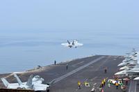 An F/A-18C Super Hornet takes off from the USS Nimitz on Sept. 15, 2017. The Super Hornet is the most cost-effective aircraft in the U.S. tactical aviation fleet, costing less per flight hour than any other tactical aircraft. Lt. Col. Alex/Air Force