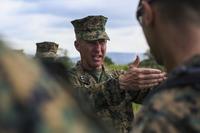Maj. Gen. Eric M. Smith, commanding general of 1st Marine Division, discusses the tactics used during the Battle of Guadalcanal at Bloody Ridge in Guadalcanal, Solomon Island, on Aug. 9, 2017. Sgt. Wesley Timm/Marine Corps 