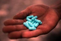 Marines with second platoon, Ground Combat Element, Security Cooperation Task Force, Africa Partnership Station 2011, take doxycycline once per day in accordance with a weekly dosage of mefloquine to prevent the spread of Malaria in 2011. (U.S. Marine Corps photo/Timothy L. Solano)
