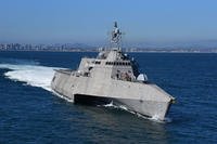 USS Montgomery (LCS 8) transits from Naval Base San Diego to the Pacific Ocean.